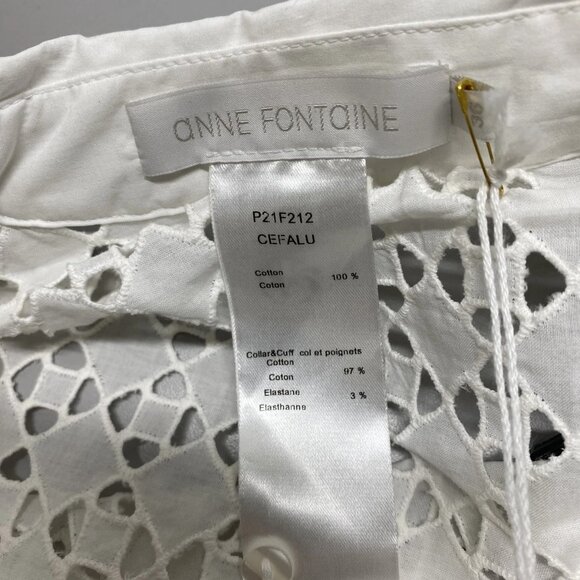 NEW ANNE FOUNTAINE  Cefalu Eyelet Embroidered Shirt White Size 4-6 (EU 38) - Picture 2 of 14